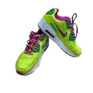 Nike Air Max Neon Yellow Green Pink Air Sole Graphic Swoosh Sneakers 5.5Y